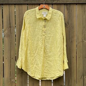 Cynthia Rowley Yellow Linen Tunic Top Women’s Size 1X